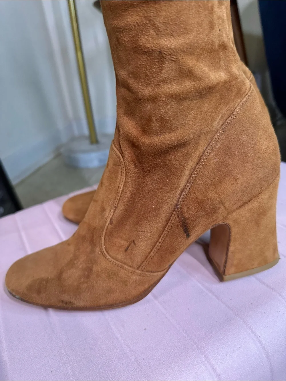 Vintage Biba size 9 Cognac Suede Over-the-Knee Block Heel Boots